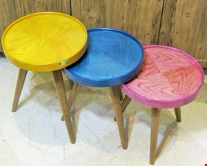 عسلی گرد پایه چوبی رنگی