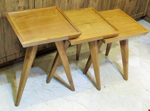 عسلی سه تیکه چوبی مربع گردویی
