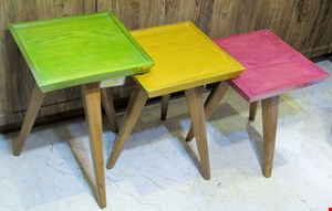 عسلی مربع چوبی رنگی