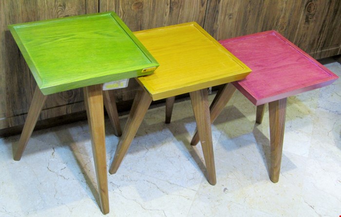 عسلی مربع چوبی رنگی