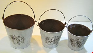 سطل و گلدان پتینه سفید سایز 1