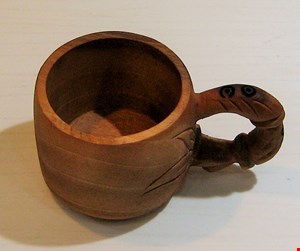ماگ قهوه خوری چوبی دسته منبت