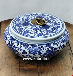 ظرف قلم ابی دستگیره برنجی کوچک